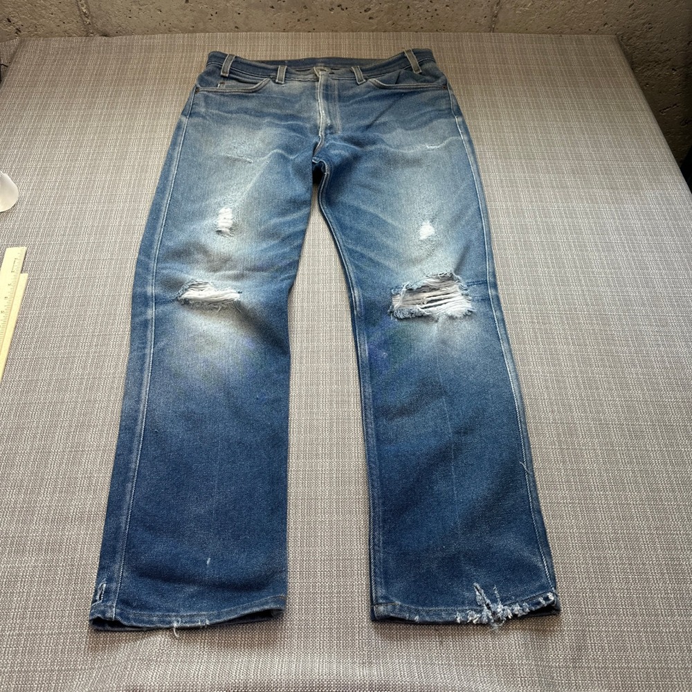 Vintage Levis 515 Jeans 36x32 Made in USA Distressed Blue Straight Leg Denim